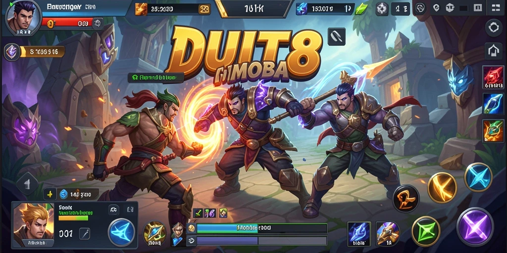 Screenshot gameplay seru DUIT8 dengan aksi MOBA yang mendebarkan.