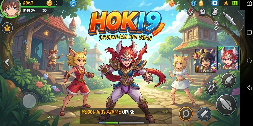 Screenshot gameplay HOKI9 dengan karakter anime yang dinamis.