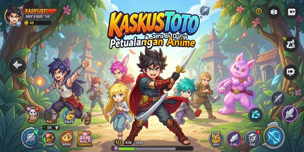 Gameplay KASKUSTOTO menampilkan karakter anime terkenal dalam aksi.