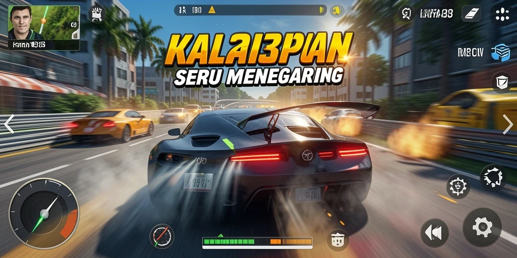 Tampilan gameplay KAYA33 yang mendebarkan dan penuh aksi balapan.