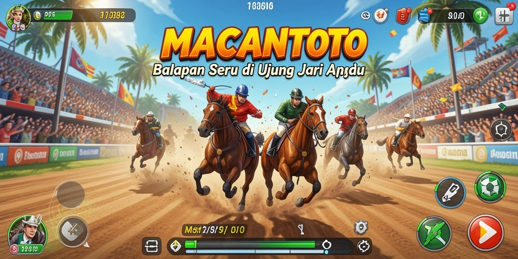 Tampilan gameplay balapan seru di MACANTOTO dengan mobil kece.