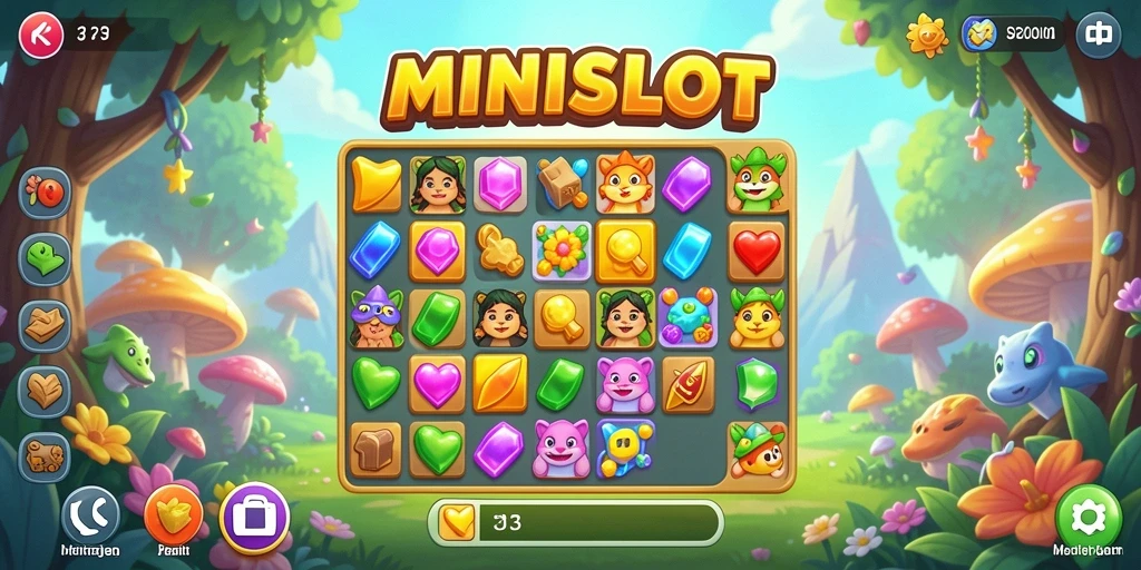 Tampilan seru gameplay MINISLOT dengan elemen match-3 yang memikat.