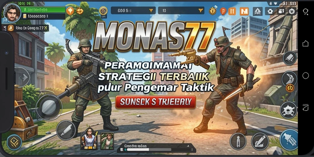 Gameplay MONAS77 yang menantang dan strategis saat pertempuran.