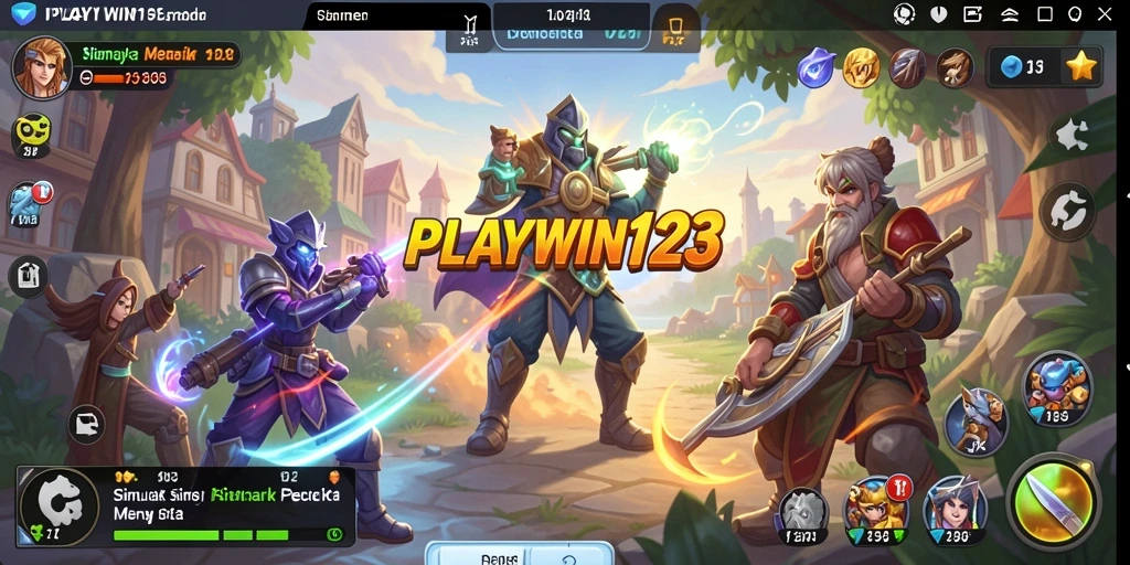 Screenshot utama PLAYWIN123 menampilkan gameplay simulasi yang dinamis.
