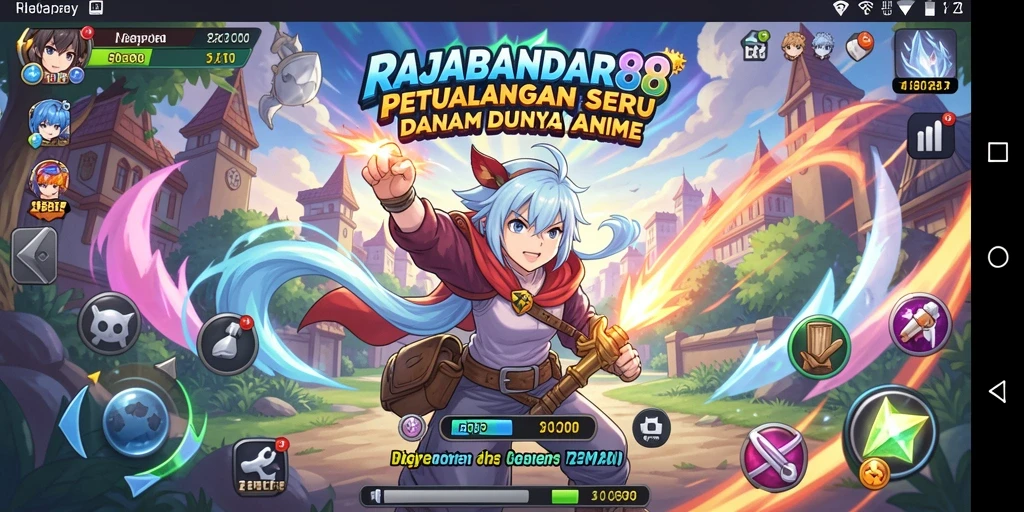 Tampilan gameplay seru dari RAJABANDAR88 dengan karakter anime yang menarik.
